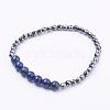 Faceted Non-Magnetic Synthetic Hematite Beads Stretch Bracelets BJEW-JB03265-2