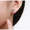 Owl Real Platinum Plated Fashion Eco-Friendly Brass AAA Cubic Zirconia Ear Studs EJEW-AA00151-P-3