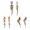 FIBLOOM 3 Pairs 3 Style Rhinestone Parrot Dangle Stud Earrings with Alloy Pins EJEW-FI0003-22-1