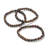 Natural Tiger Eye Beaded Stretch Bracelets BJEW-D446-B-43-1