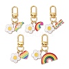 Flower & Rainbow Alloy Enamel Pendant Decoration HJEW-JM02606-2