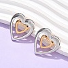 304 Stainless Steel Two Tone Heart Stud Earrings EJEW-C142-14PG-2
