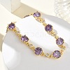 Brass Micro Pave Cubic Zirconia Link Cahin Bracelets for Women BJEW-A172-01G-3