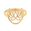 Ion Plating(IP) 304 Stainless Steel Hollow Lotus Adjustable Ring for Women RJEW-M149-30G-1