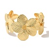 Rack Plating Brass Flower Open Cuff Bangles BJEW-B098-02G-2