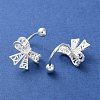 999 Sterling Silver Bowknot Ear Plugs Gauges EJEW-P296-15S-2