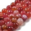 Faceted Natural Dragon Veins Agate Beads Strands G-F447-12mm-P08-1