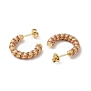 Real 18K Gold Plated 304 Stainless Steel with Glass Ring Stud Earrings EJEW-Z026-18G-02-2