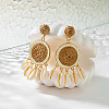 Bohemian Vacation Style Raffia Shell Earrings Vintage Handmade Woven Ear Drops GM6430-4-1