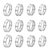 Unicraftale 16Pcs 4 Size 201 Stainless Steel Grooved Finger Ring Settings STAS-UN0051-70-1