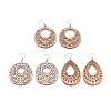 Laser Cut Wood Dangle Earrings EJEW-JE02992-M-1