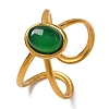 Oval Natural Dyed & Heated Green Onyx Agate Finger Rings RJEW-Q822-22G-01-1