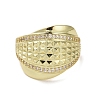 Brass Micro Pave Cubic Zirconia Open Cuff Ring RJEW-K256-50G-2