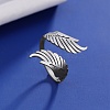 Non-Tarnish 304 Stainless Steel Double Wing Open Cuff Ring RJEW-F149-01P-5