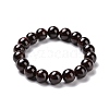 Natural Garnet Round Beaded Stretch Bracelet BJEW-A128-01-2