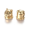 Brass Micro Pave Cubic Zirconia Cougar Beads ZIRC-L088-06A-G-1