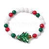 Christmas Theme Natural Mashan Jade & Lawmwork Beads Stretch Bracelets for Women BJEW-JB11148-01-1