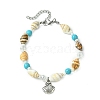 Handmade Shell & Synthetic Turquoise Beaded Bracelets for Women BJEW-TA00570-2