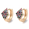 Rack Plating Brass Micro Pave Colorful Cubic Zirconia Hoop Earrings for Women EJEW-P238-01KCG-1