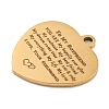 Valentine's Day PVD Vacuum Plating 201 Stainless Steel Pendants STAS-L079-24G-04-2