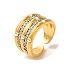 Rack Plating Brass Micro Pave Clear Cubic Zirconia Cuff Rings for Women RJEW-G325-13C-GP-1