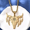 Punk Style 304 Stainless Steel Laser Cut Cattle Head Pendant Box Chain Necklaces for Women Men NJEW-E156-04G-2