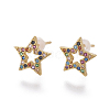 Brass Cubic Zirconia Stud Earrings EJEW-E239-04G-2