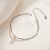 Shell Pearl & 925 Sterling Silver Beaded Bracelets for Women BJEW-G724-01P-3