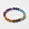 Mixed Gemstone Beaded Stretch Bracelets BJEW-P071-01-1