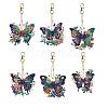 6Pcs Butterfly DIY Diamond Painting Keychain Kit PW-WG89143-01-1