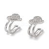 Heart Brass Micro Pave Cubic Zirconia Cuff Earrings for Women EJEW-E310-05P-1