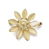 Flower Alloy & Glass Cat Eye Brooches JEWB-C037-02G-1