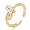 Rack Plating Brass Micro Pave Cubic Zirconia Open Cuff Rings for Women KK-K392-59G-02-4