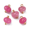 Natural White Jade Dyed Saucer Charms with Rack Plating Golden Tone Brass Bails KK-B103-17B-06-1