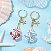 2Pcs Iron Glass Seedbead Keychain KEYC-MZ00034-2