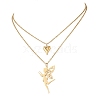 Stainless Steel Fairy and Heart Pendant 304 Stainless Steel Cable Chain Double Layer Necklaces for Women NJEW-JN05810-01-2