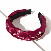 Plastic Imitation Pearl Cross Knotted Turban Hair Hoop PW-WGCC3DE-02-1