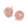Brass Pave Pink Cubic Zirconia Charms CU-CBAD360-08G-03-2