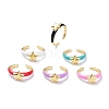 Brass Enamel Cuff Rings RJEW-P023-20G-1