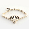 Rack Plating Alloy Fan Open Back Bezel Pendants PALLOY-S047-20E-FF-2