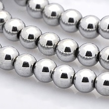 Round Non-magnetic Synthetic Hematite Beads Strands G-P061-62P