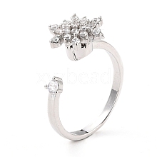 Snowflake Rotatable Open Ring for Women RJEW-M139-07P