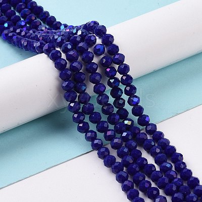 Electroplate Opaque Solid Color Glass Beads Strands EGLA-A034-P8mm-L12-1