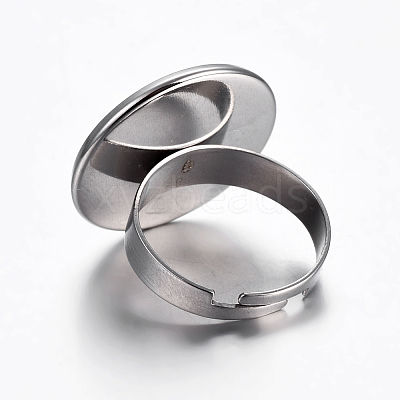 Tarnish Resistant Adjustable 304 Stainless Steel Finger Rings Components STAS-G187-01P-20mm-1