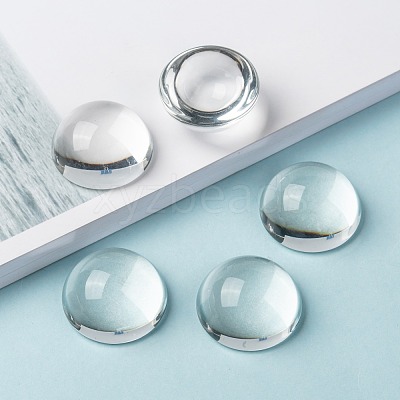 Transparent Half Round Glass Cabochons X-GGLA-R027-30mm-1