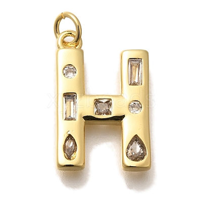 Brass Micro Pave Clear Cubic Zirconia Pendants KK-G521-01G-H-1