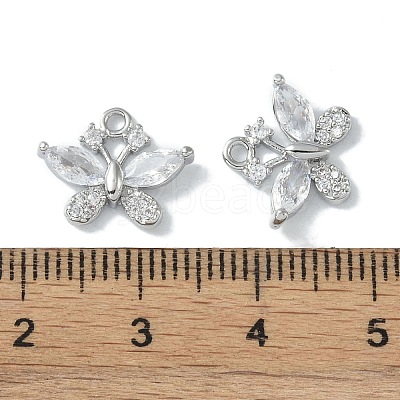Brass Micro Pave Clear Cubic Zirconia Charms KK-H482-09P-01-1