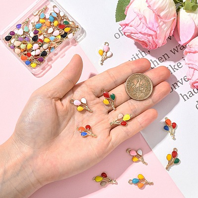 40Pcs 8 Colors Alloy Enamel Pendants ENAM-YW0006-85-1