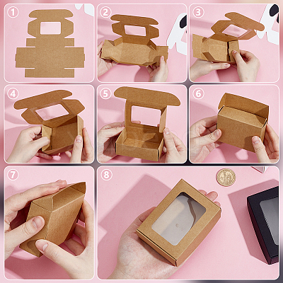 Foldable Creative Kraft Paper Mailer Boxes with Visible Window CON-WH0113-08A-02-1