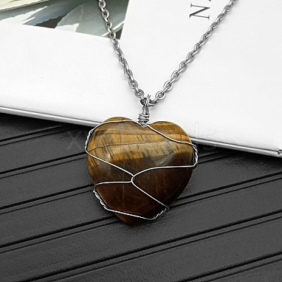 Natural Tiger Eye Pendant Necklaces CY8832-8-1